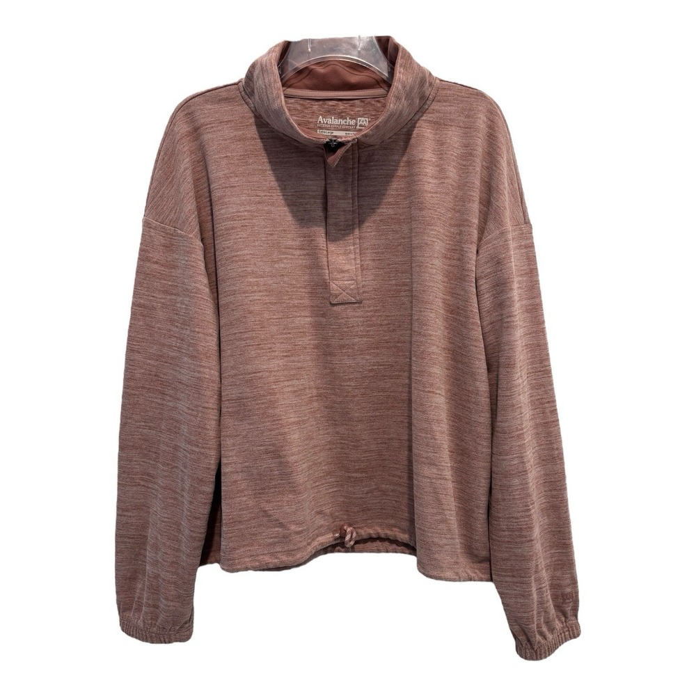 Avalanche 1/4 Zip Pullover Men XL Brown Stretch Mock Neck Outdoor Hiking Casual‎